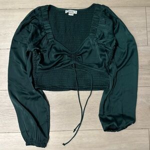 American‎ Eagle Outfitters Forest Green Smocked Top Size XS